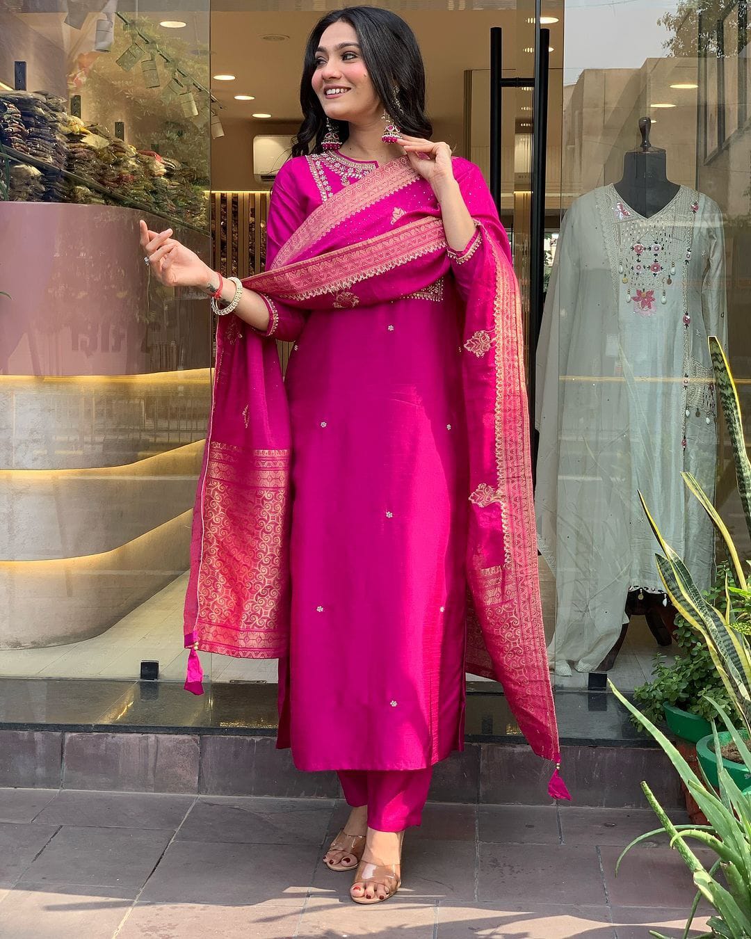 MT Chanderi Silk Embroidery Kurti With Bottom Dupatta Wholesale Shop In Surat
